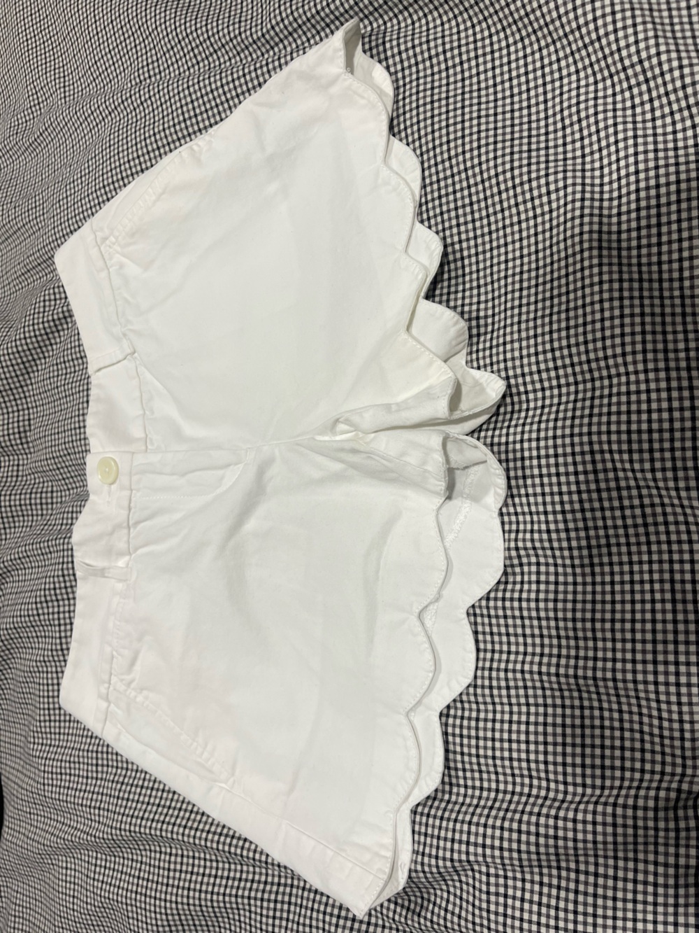 LOFT White Scalloped High-Rise Cotton Shorts